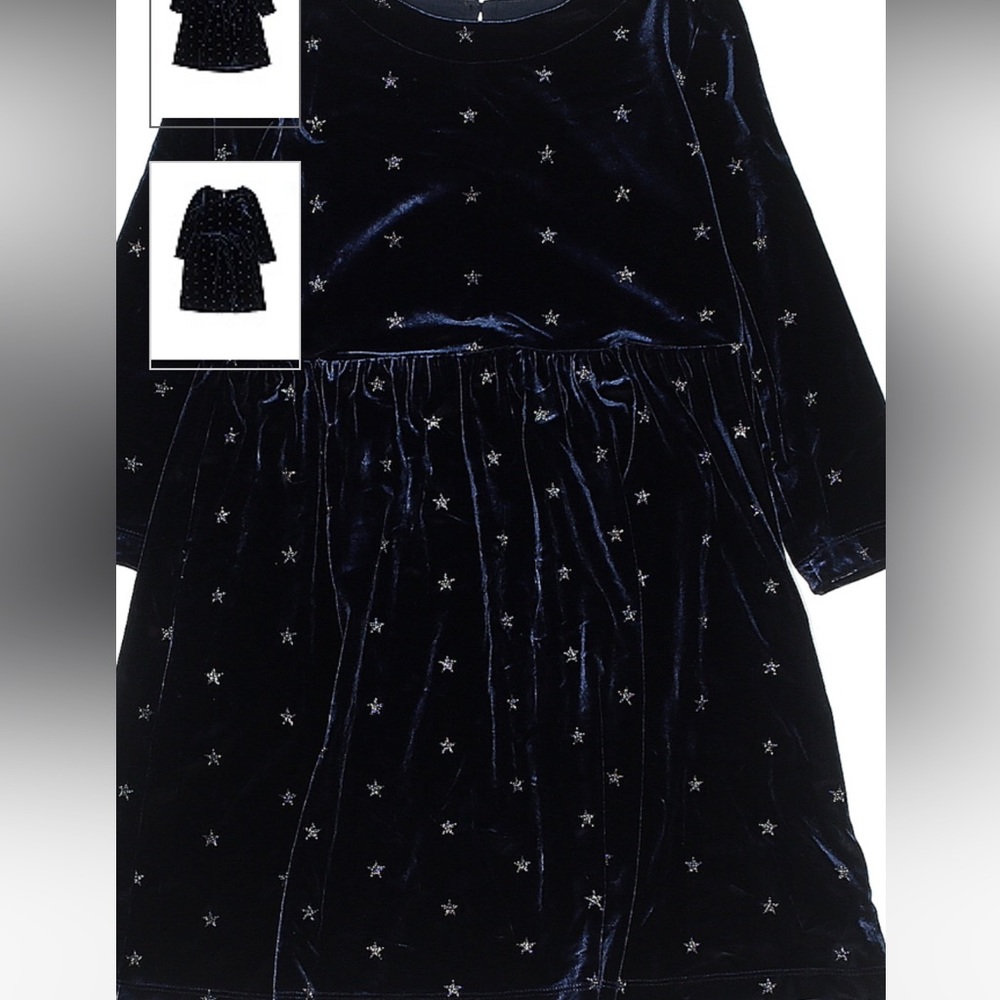 GAP KIDS GLITTER STAR NAVY VELVET DRESS